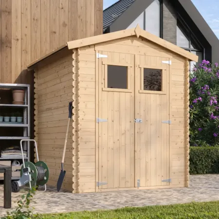 Casetta da Giardino 180x180 Legno 19mm Pavimento Porta con Finestra