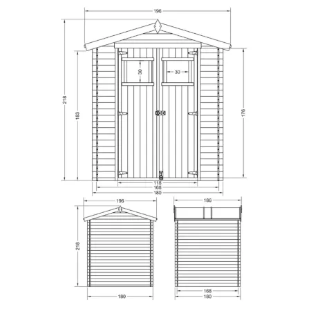 Casetta da Giardino 180x180 Legno 19mm Pavimento Porta con Finestra