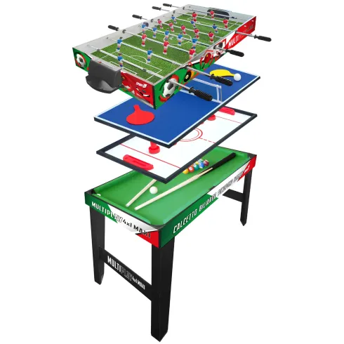 Tavolo Multigioco 4 in 1 Calcetto Ping Pong Hockey Biliardo Accessori