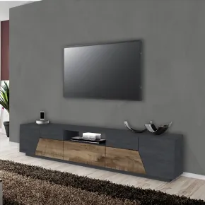Mobile Porta TV 220 cm Report Acero Pereira 4 Ante Vano Cassetto Legno 2