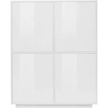 Credenza Alta da Soggiorno 100 cm Bianco Laccato Lucido 4 Ante 6 Vani