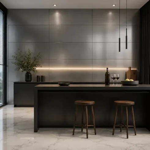 Set 6 Pannelli Decorativo Effetto Acciaio Inox PVC UV 120x60 cm