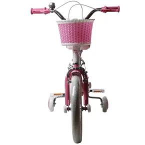 Bicicletta per Bambini 14" Unicorno Rosa Bianco Regolabile con Rotelle 2