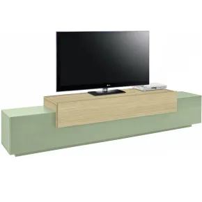 Mobile Porta Televisore Verde Salvia Rovere da Appoggio 3 Ante Ribalta