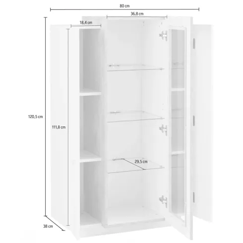 Vetrina Mobile 3 Ante Verde Salvia Rovere Moderna 5 Ripiani Soggiorno