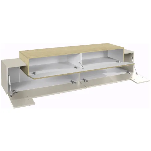 Mobile TV 200 cm 3 Ante a Ribalta Beige Rovere da Appoggio per Salotto