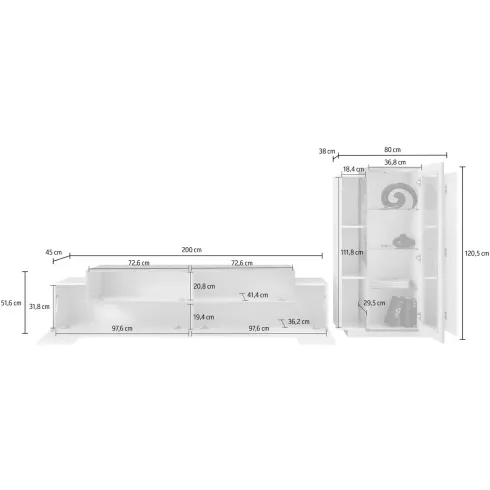 Parete Attrezzata Soggiorno 280 cm Verde Salvia Rovere Porta TV Vetrina