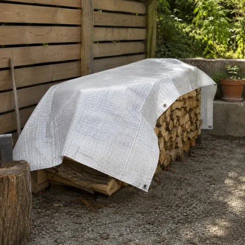 Telo Occhiellato Copertura Impermeabile 5x8 m Lavabile PE Bianco