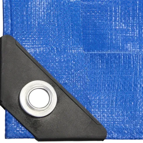 Telo Occhiellato Idrorepellente PE Blu 5x8 m Lavabile Bordi Rinforzati