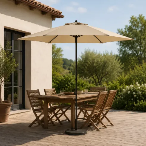 Ombrellone Rotondo diametro 2.4 metri Ecru da Giardino Antivento | BricoShop24