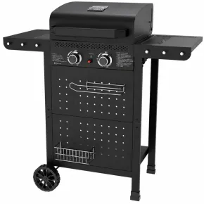 Barbecue a Gas 2 Bruciatori Acciaio Inox 5 kW Griglia in Ghisa Smaltata