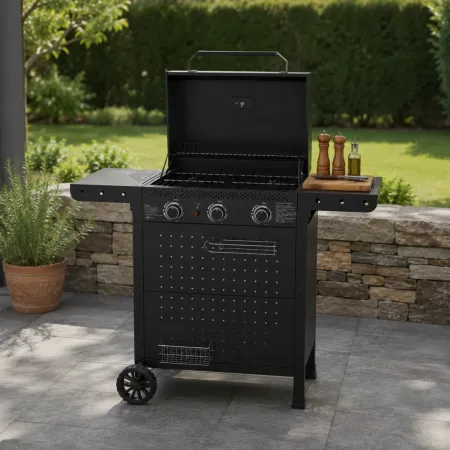 Barbecue a Gas 3 Bruciatori 7,5kW Griglia in Ghisa 55x34cm Giardino