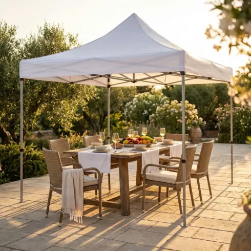 Gazebo per Giardino Pieghevole 3x3 m Bianco Quadrato Acciaio PVC