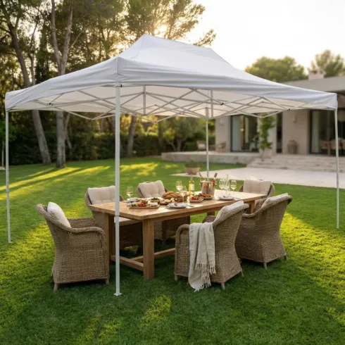 Gazebo per Giardino Eventi 290x440 cm Rettangolare Pieghevole Bianco