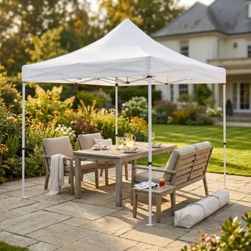 Gazebo Pieghevole 300x450 cm per Giardino Bianco Alluminio PVC Sacca