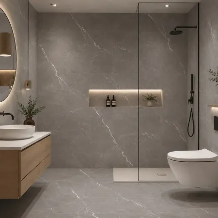 Set 22 Piastrelle Autoadesive PVC Effetto Marmo Grigio Muro Pavimento