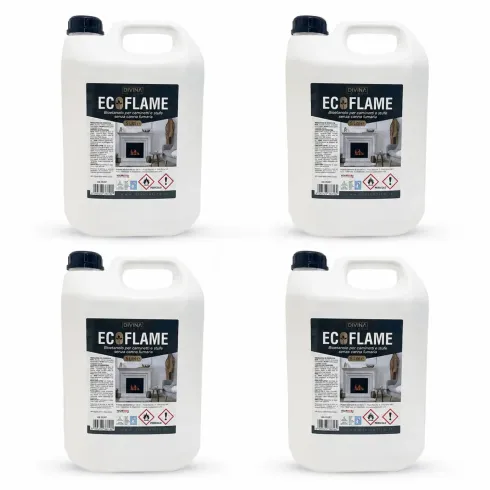 4 Taniche Bioetanolo Combustibile Ecoflame 5L per Biocamini Inodore