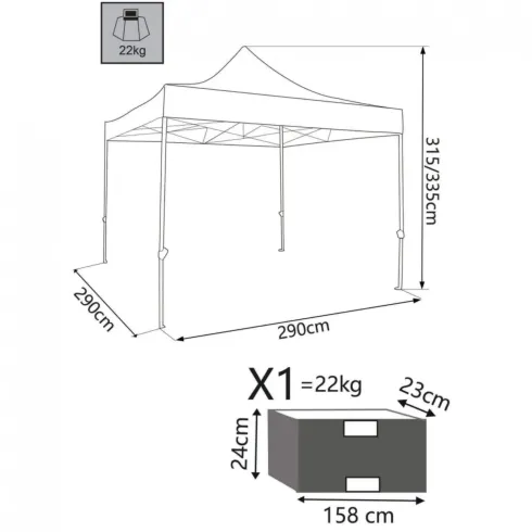 Gazebo da Esterno Pieghevole 290x290 m Bianco in Acciaio Poliestere