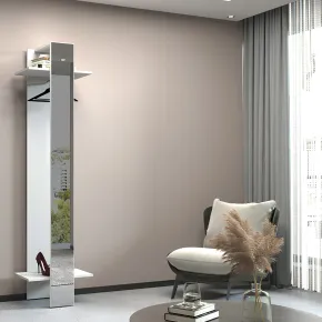 Appendiabiti da Ingresso con Specchio Bianco 2 Ripiani 50x35x191cm 2