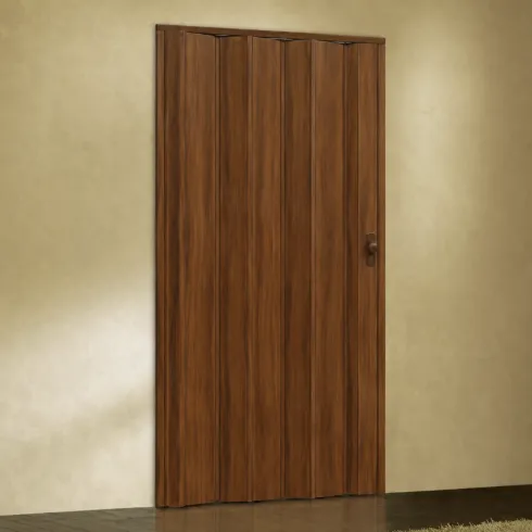 Porta a Soffietto Noce Venato Riducibile con Serratura a Chiave 84x215 cm