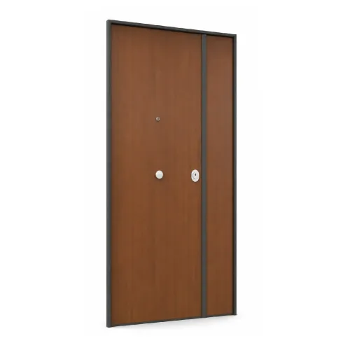 Portone Blindato Interno 2 Ante Porta Classe 3 Liscio Cilindro Europeo Noce