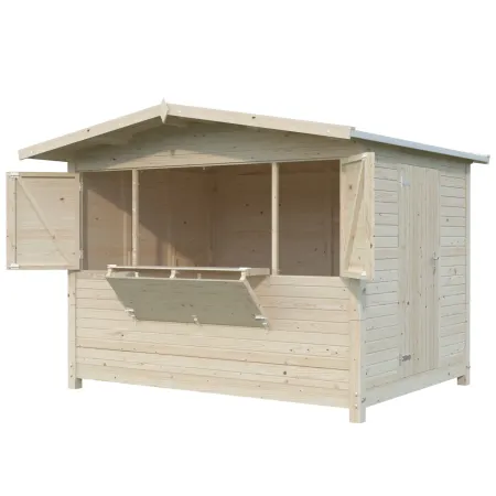 Chiosco Pieghevole in Legno 298x228x245 cm con Pavimento per Eventi