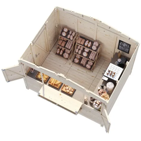 Chiosco Pieghevole in Legno 298x228x245 cm con Pavimento per Eventi