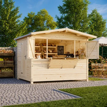 Chiosco Pieghevole in Legno 298x228x245 cm con Pavimento per Eventi