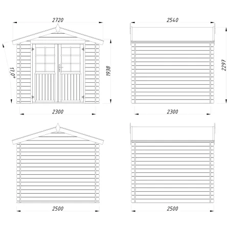 Casetta in Legno da Giardino 250x250 cm Blockhouse 28 mm Doppia Porta