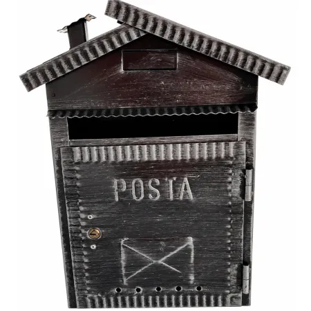 Cassetta Postale in Ferro Battuto Nero da Esterno Modello Casetta