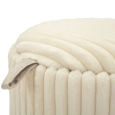 Set 2 Pouf Contenitori Imbottiti Bianco Seduta Tavolino Soggiorno Camera