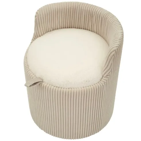 Pouf da Toeletta Contenitore Bianco Imbottito per Camera Soggiorno