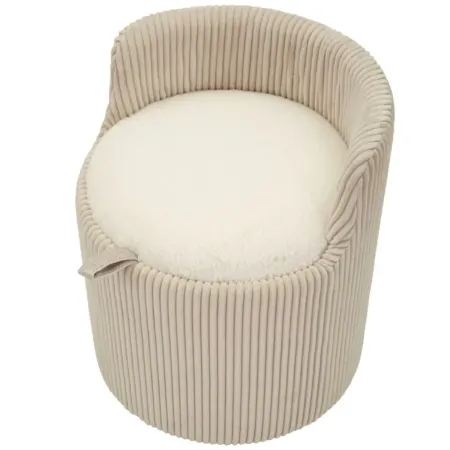 Pouf da Toeletta Contenitore Bianco Imbottito per Camera Soggiorno