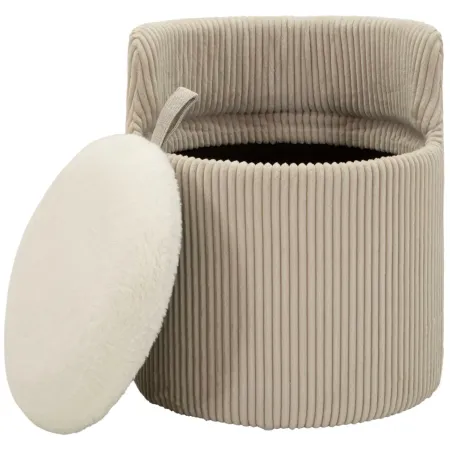 Pouf da Toeletta Contenitore Bianco Imbottito per Camera Soggiorno