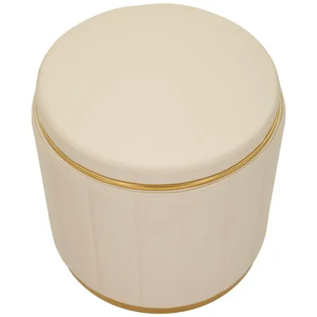 Pouf con Contenitore Similpelle Crema Oro Moderno Soggiorno Camera