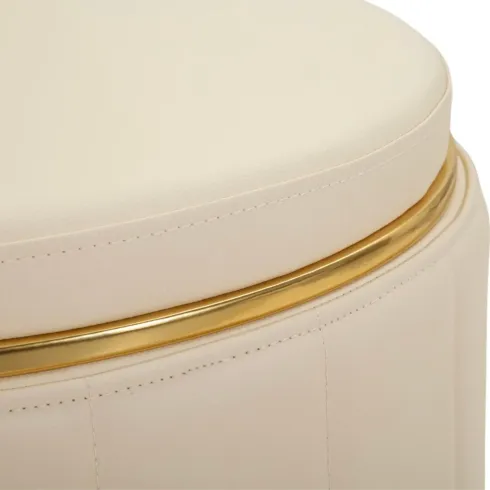 Pouf con Contenitore Similpelle Crema Oro Moderno Soggiorno Camera