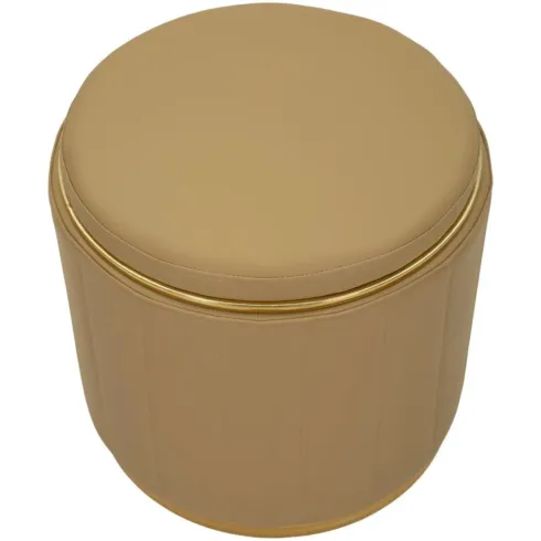 Pouf con Contenitore Similpelle Marrone Oro Moderno Soggiorno Camera