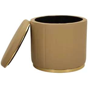 Pouf con Contenitore Similpelle Marrone Oro Moderno Soggiorno Camera 2