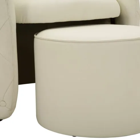 Poltrona con Pouf Poggiapiedi Bianco Similpelle per Soggiorno Camera