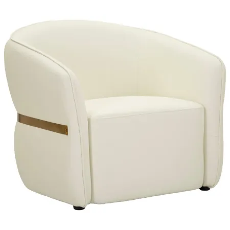 Poltrona con Braccioli Similpelle Bianco Base Metallo Oro Soggiorno