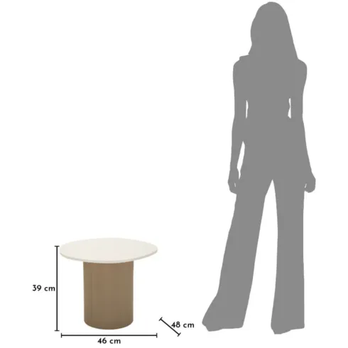 Tavolino da Caffè in Metallo con Piano Marmo Artificiale Bianco Salone