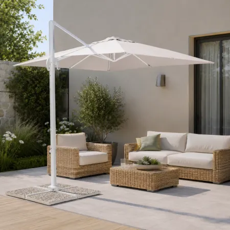 Ombrellone Palo Decentrato 3x3 Grigio da Giardino Antivento in Alluminio Esterno | BricoShop24