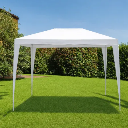 Gazebo da Giardino 3x3m Bianco in Acciaio con Copertura in Polietilene