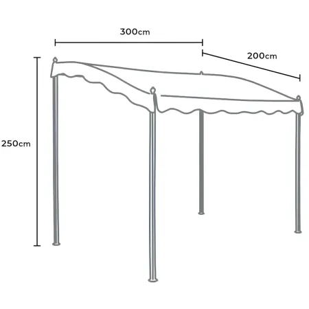 Pergola Gazebo da Giardino 3x2m Acciaio Poliestere Copertura Ingresso