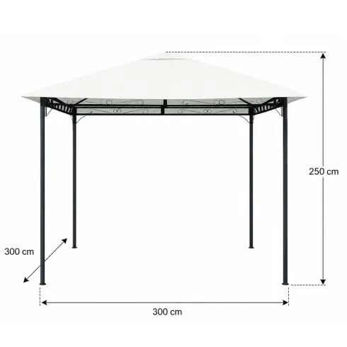 Gazebo per Giardino 3x3m Bianco in Acciaio Verniciato Telo Poliestere