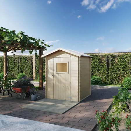 Casetta per Giardino Legno Naturale Block House 146x146 cm Tetto OSB3