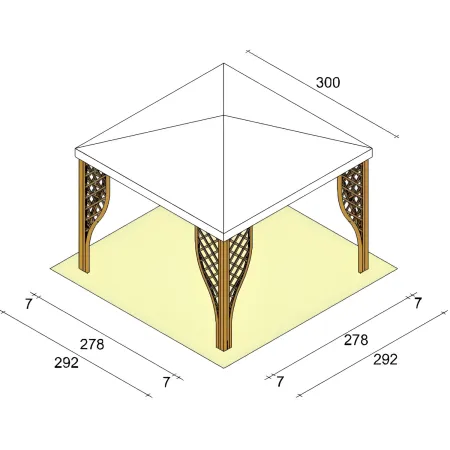 Gazebo in Legno Impregnato 3x3 m Noce Copertura in PVC Bianco Giardino