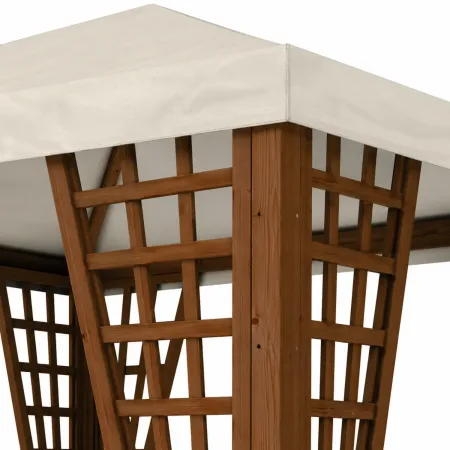 Gazebo da Giardino in Legno Impregnato 3x3 m Noce Copertura Removibile