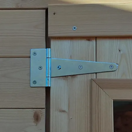 Casetta in Legno Addossata 218x130 cm con Porta Doppia e Pavimento