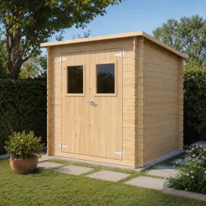 Casetta in Legno da Giardino Block House 2x2 m Doppia Porta Finestrata 2